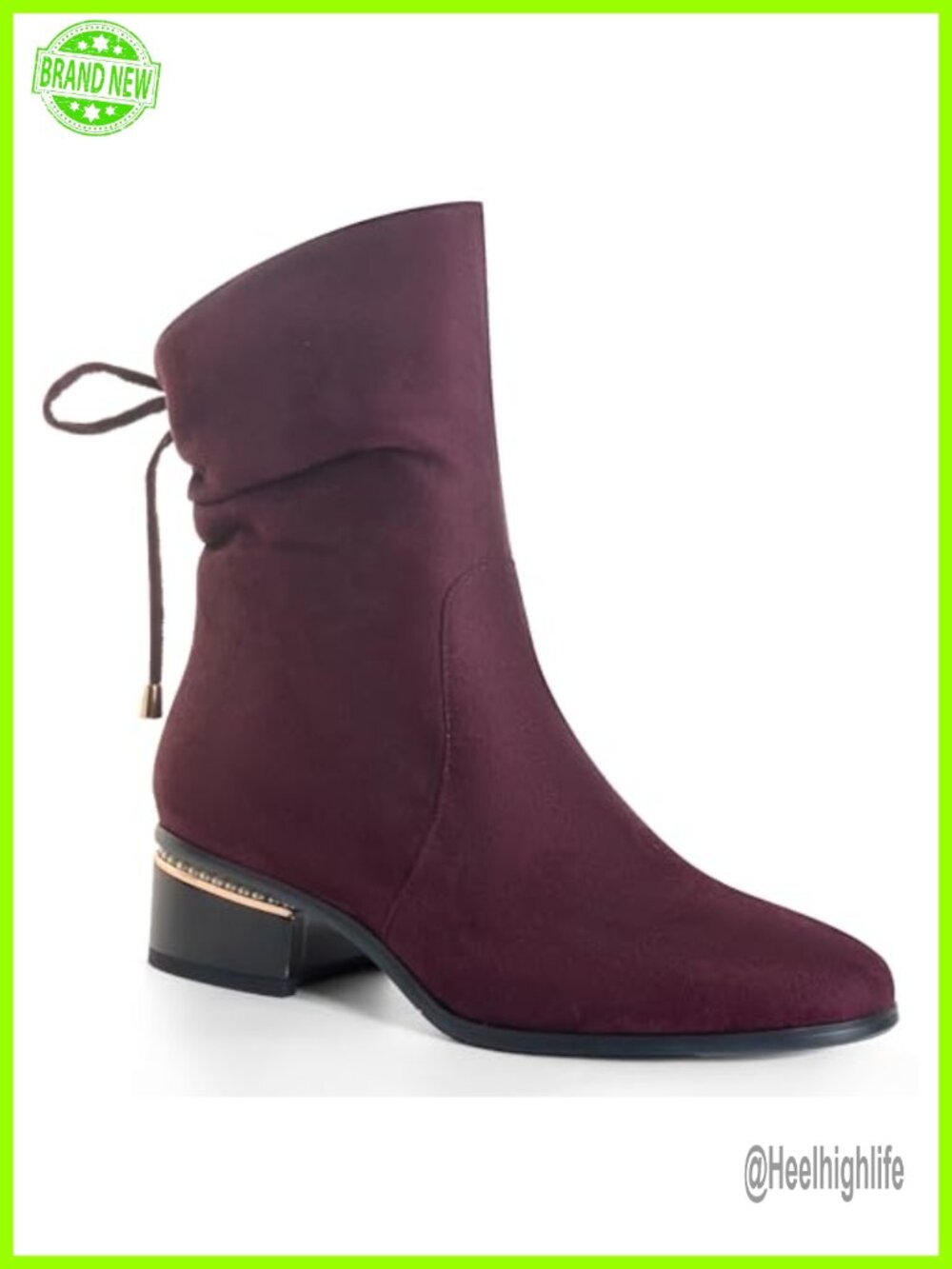 Womens Ankle Boots Low Chunky Heel Side Zip Faux Suede Booties
